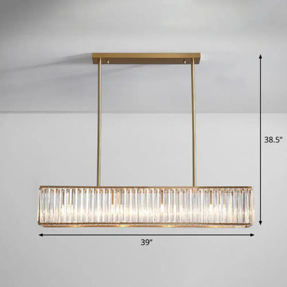 Modern gold crystal rectangle light fixture dining room modern style