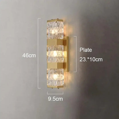 Modern gold crystal rectangle wall lamp bedroom luxury lighting