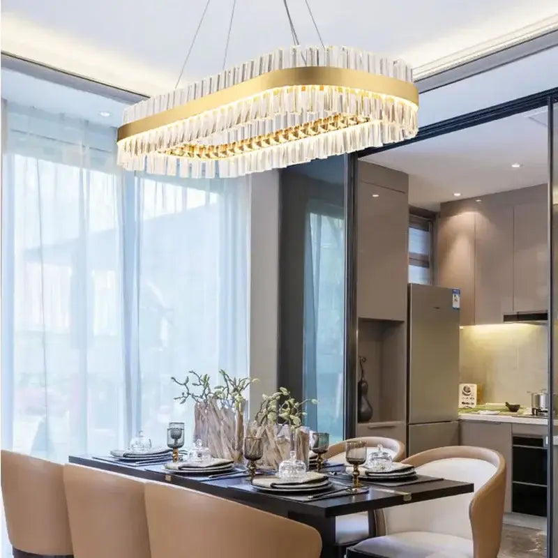 Modern gold crystal ring chandelier dining room pendant light