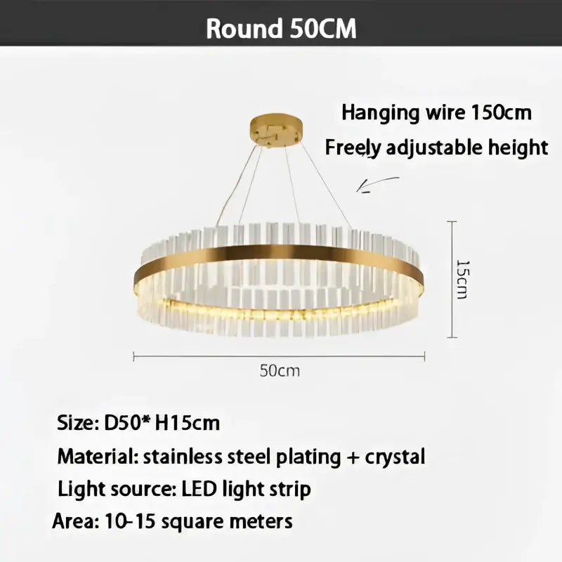 Modern gold crystal ring chandelier dining room pendant light