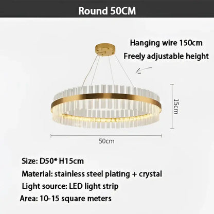Modern gold crystal ring chandelier dining room pendant light