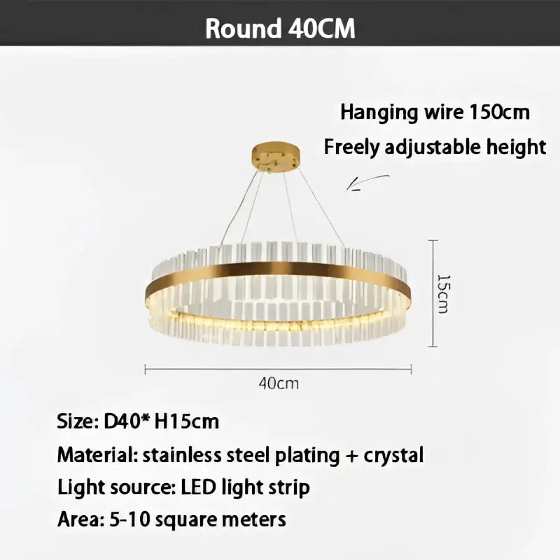 Modern gold crystal ring chandelier dining room pendant light