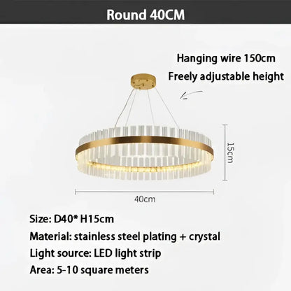 Modern gold crystal ring chandelier dining room pendant light