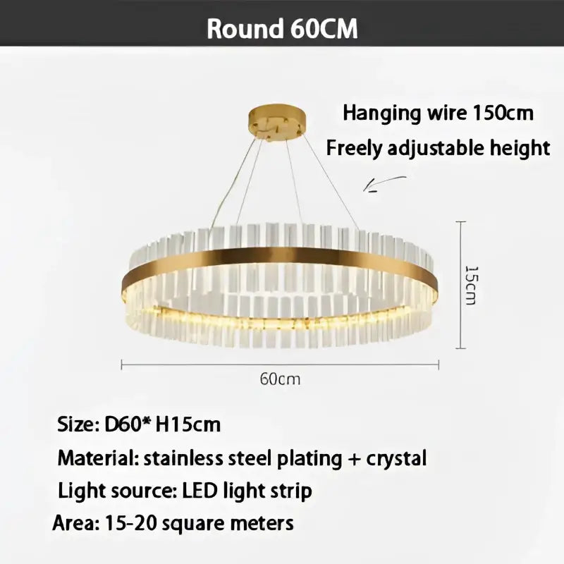 Modern gold crystal ring chandelier dining room pendant light