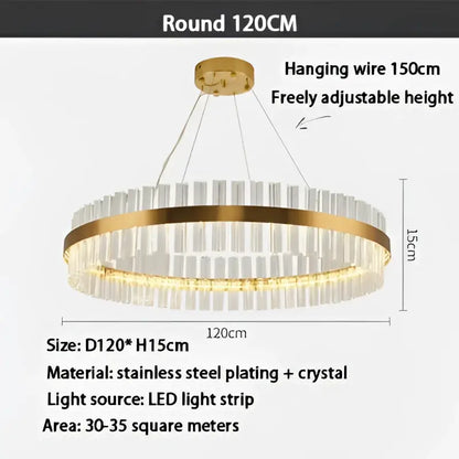 Modern gold crystal ring chandelier dining room pendant light