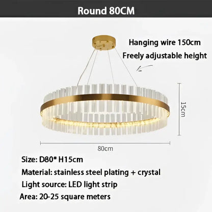 Modern gold crystal ring chandelier dining room pendant light