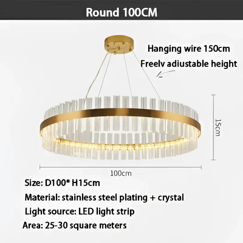Modern gold crystal ring chandelier dining room pendant light