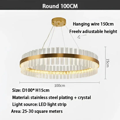 Modern gold crystal ring chandelier dining room pendant light