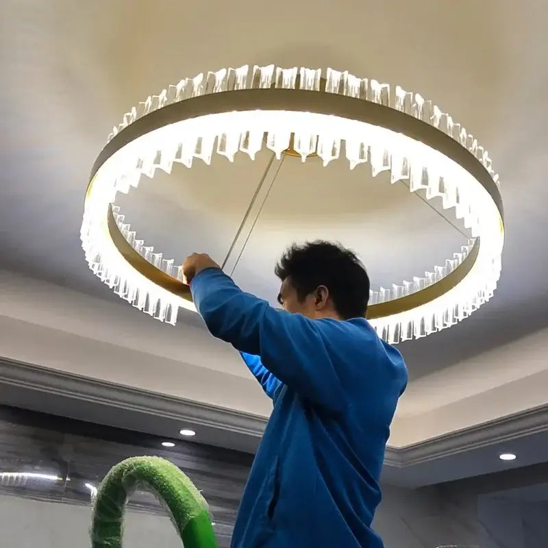 Modern gold crystal ring chandelier dining room pendant light