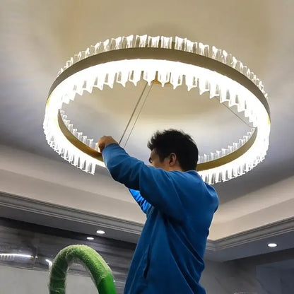 Modern gold crystal ring chandelier dining room pendant light