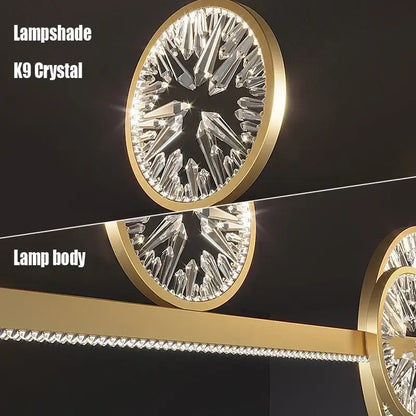 Modern gold crystal ring chandelier living room pendant light