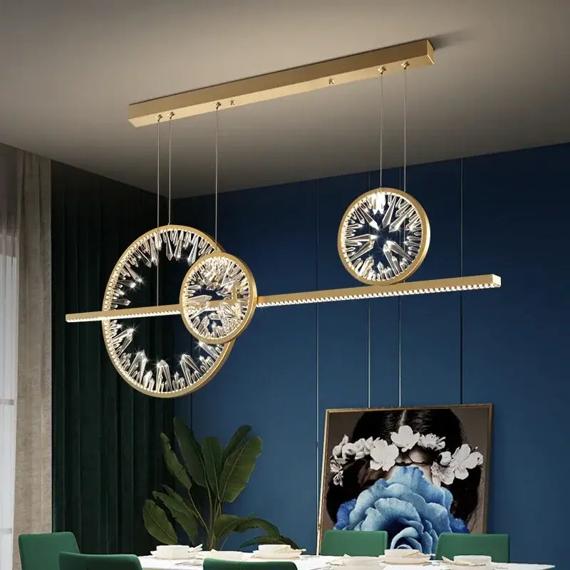 Modern gold crystal ring chandelier living room pendant light