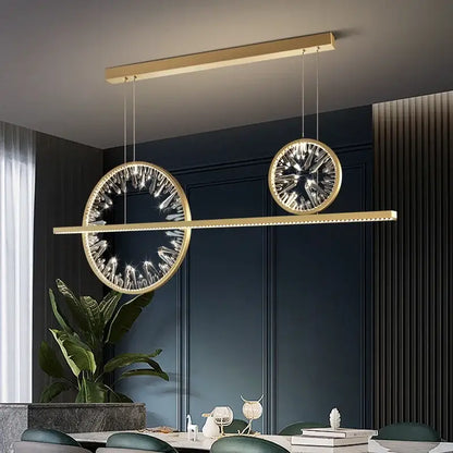 Modern gold crystal ring chandelier living room pendant light