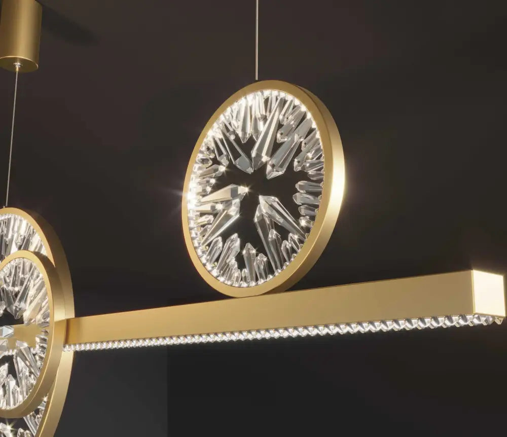 Modern gold crystal ring chandelier living room pendant light