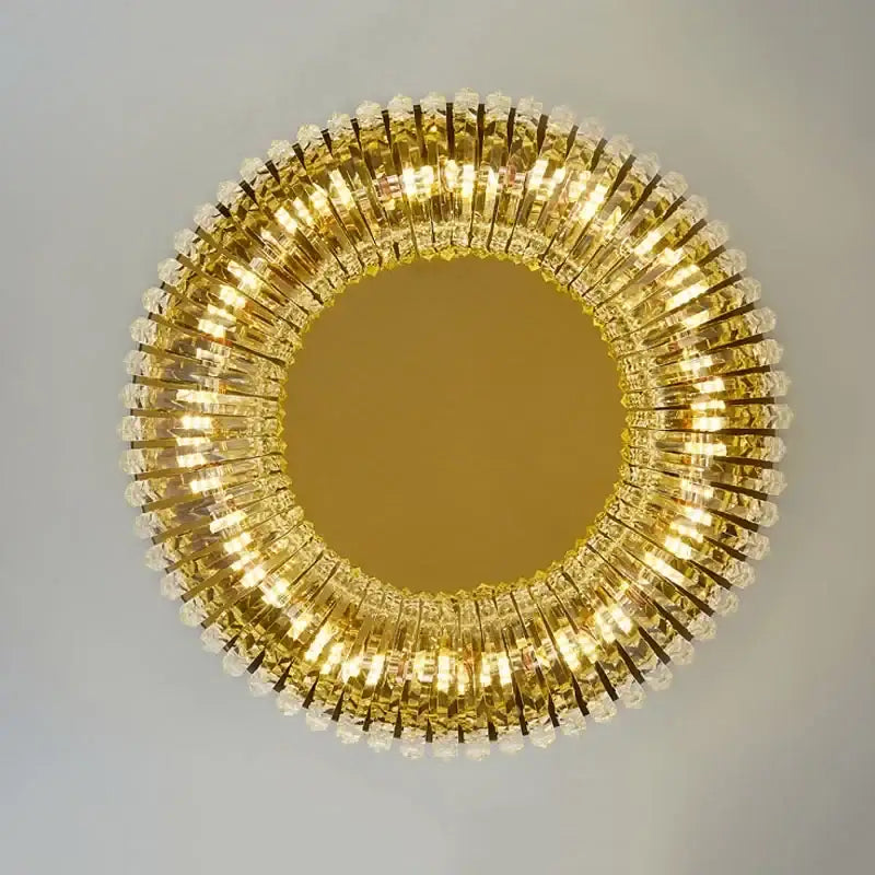 Modern gold crystal ring led ceiling lamp living room chandelier