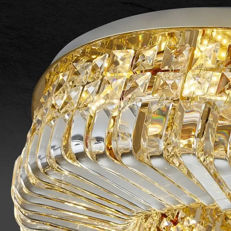 Modern gold crystal ring led ceiling lamp living room chandelier