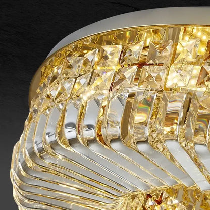 Modern gold crystal ring led ceiling lamp living room chandelier