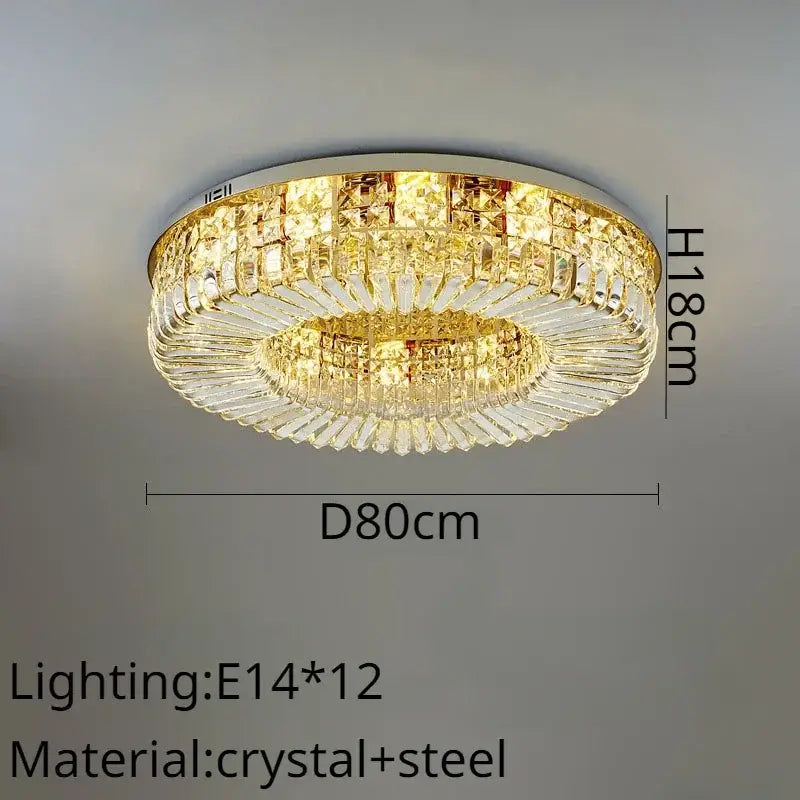 Modern gold crystal ring led ceiling lamp living room chandelier