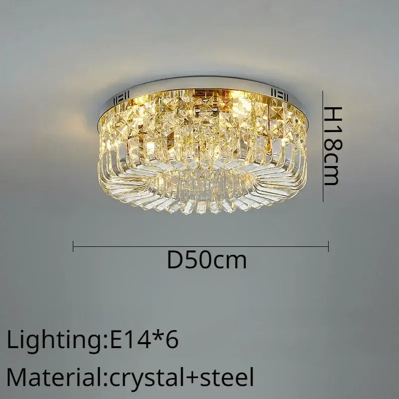 Modern gold crystal ring led ceiling lamp living room chandelier