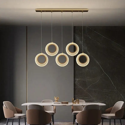 Modern gold crystal ring led chandelier kitchen hanging lamp