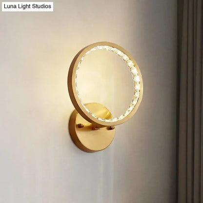 Modern gold crystal ring wall lamp bedroom 110v-120v