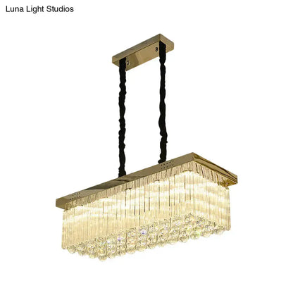 Modern gold crystal rod chandelier dining room warm white light