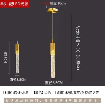 Modern gold crystal rotating staircase chandelier living room light