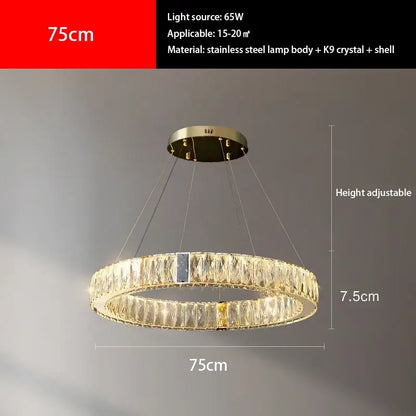 Modern gold crystal round ceiling chandelier for dining room