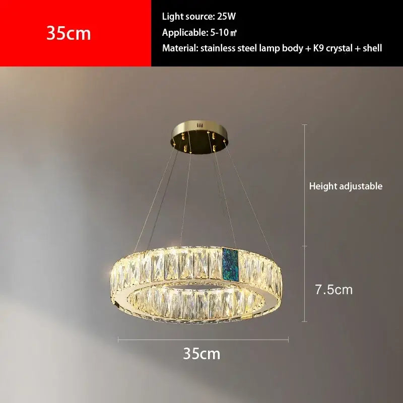 Modern gold crystal round ceiling chandelier for dining room