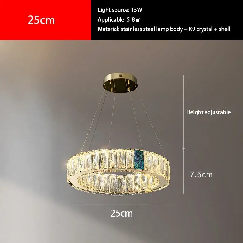 Modern gold crystal round ceiling chandelier for dining room