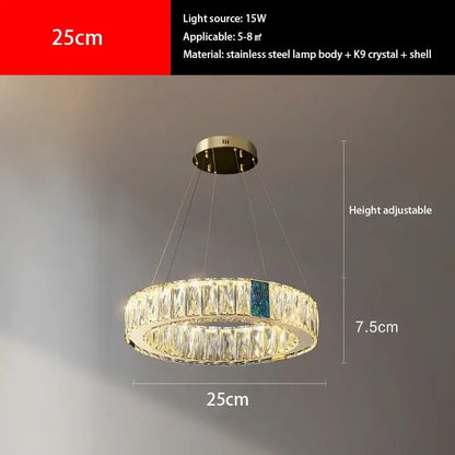 Modern gold crystal round ceiling chandelier for dining room