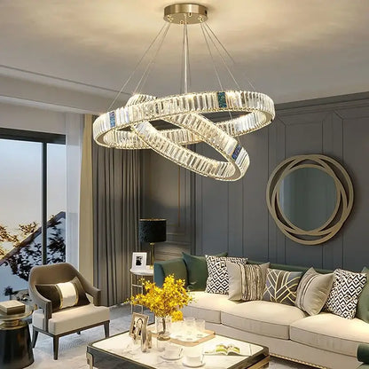 Modern gold crystal round ceiling chandelier for dining room