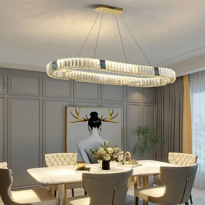 Modern gold crystal round ceiling chandelier for dining room