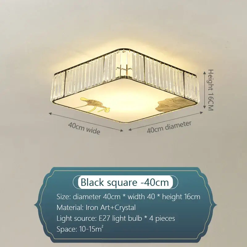 Modern gold crystal round ceiling light bedroom lotus decor