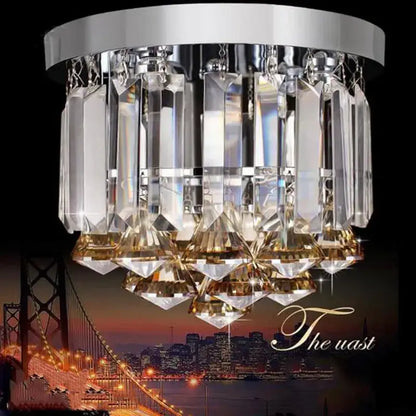 Modern gold crystal round ceiling lights for luxe living room