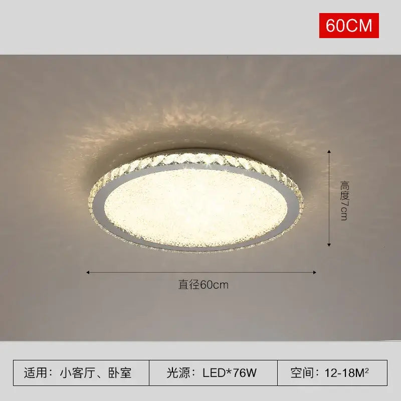 Modern gold crystal round led ceiling light living room