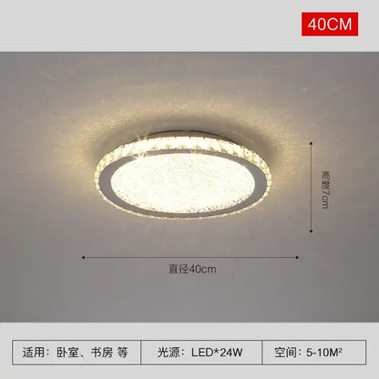 Modern gold crystal round led ceiling light living room