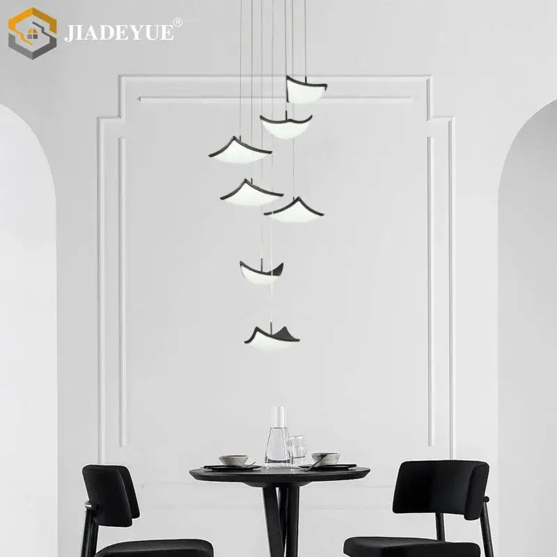 Modern gold crystal sand staircase chandelier dining room light
