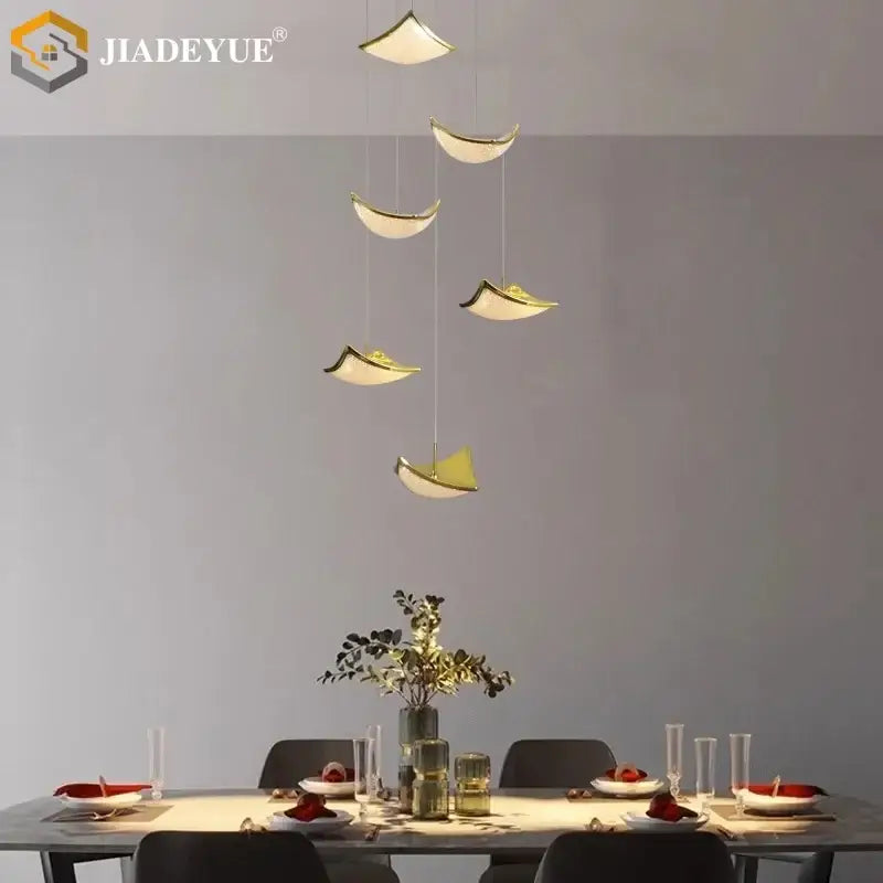Modern gold crystal sand staircase chandelier dining room light