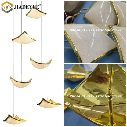 Modern gold crystal sand staircase chandelier dining room light