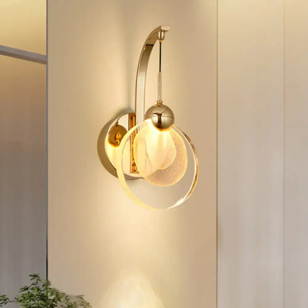 Modern gold crystal shade wall lamp living room 110v-120v light
