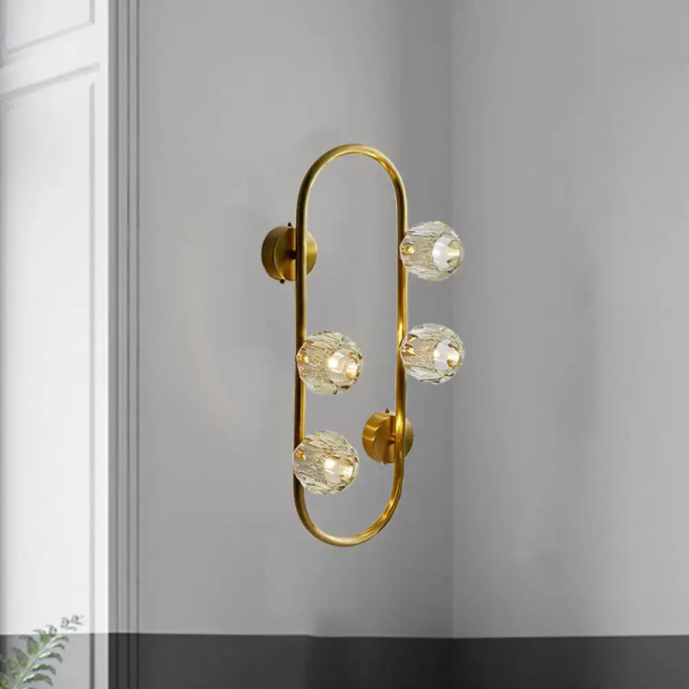 Modern gold crystal shade wall lamp living room direct wired electric