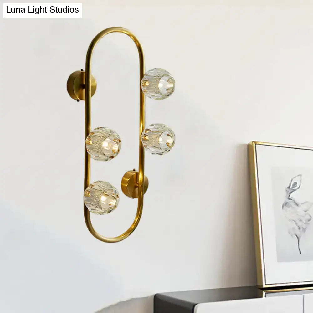 Modern gold crystal shade wall lamp living room direct wired electric