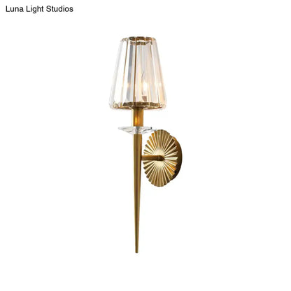 Modern gold crystal shade wall light living room sunburst design