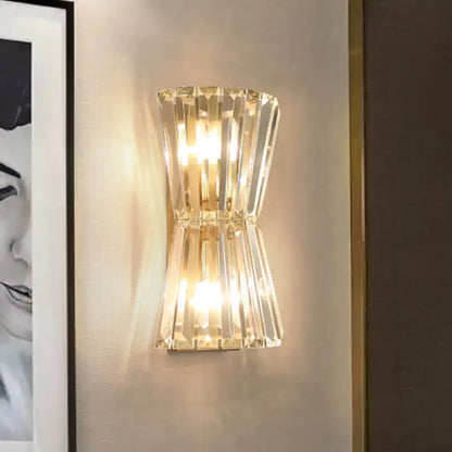 Modern gold crystal shade wall mounted light – corridor sconce