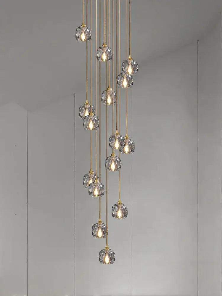 Modern gold crystal stainless steel staircase chandelier living room