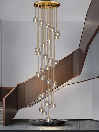 Modern gold crystal stainless steel staircase chandelier living room