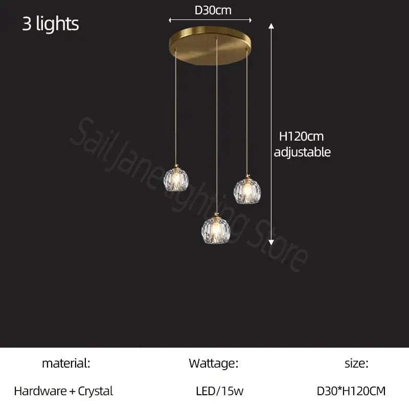Modern gold crystal stair football shaped chandelier stairwell light