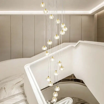 Modern gold crystal stair football shaped chandelier stairwell light
