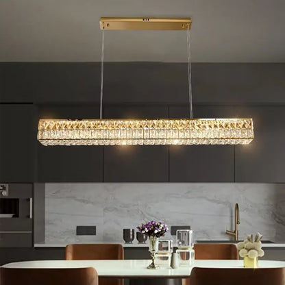 Modern gold crystal steel led pendant light for dining room